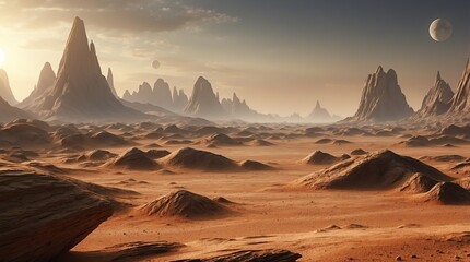 desert terrain landscape on unknown alient planet