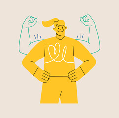 Woman power, woman self confidence, high esteem concept. Colorful vector illustration