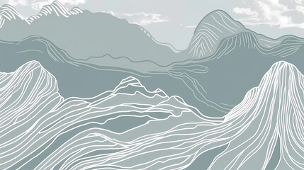 Mountain layout design in oriental style.Japanese background with line wave pattern vector. Abstract template with geometric pattern.