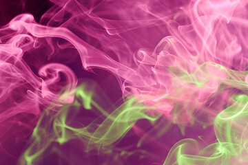 Fototapeta premium Soft pink and neon green smoke loop gently, enhancing an energetic concert vibe.