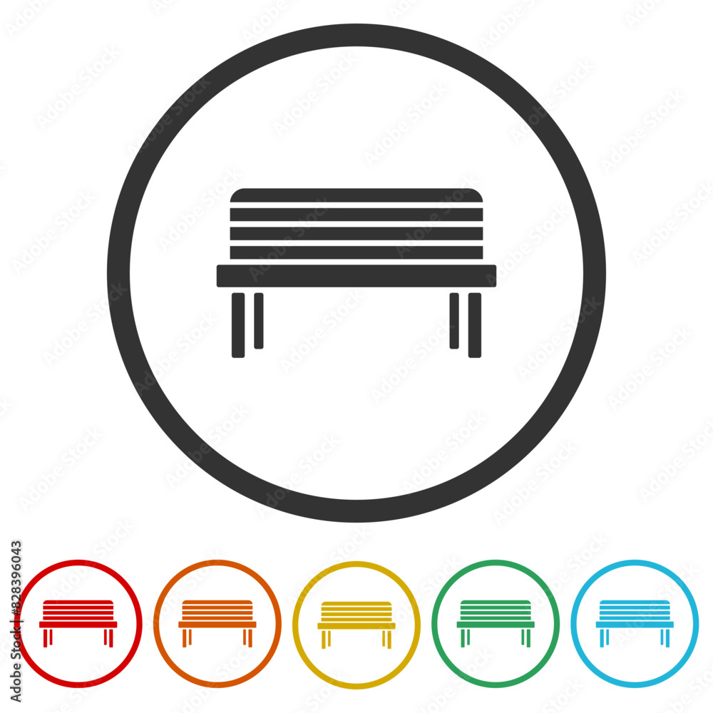 Poster bench simple icon. set icons in color circle buttons