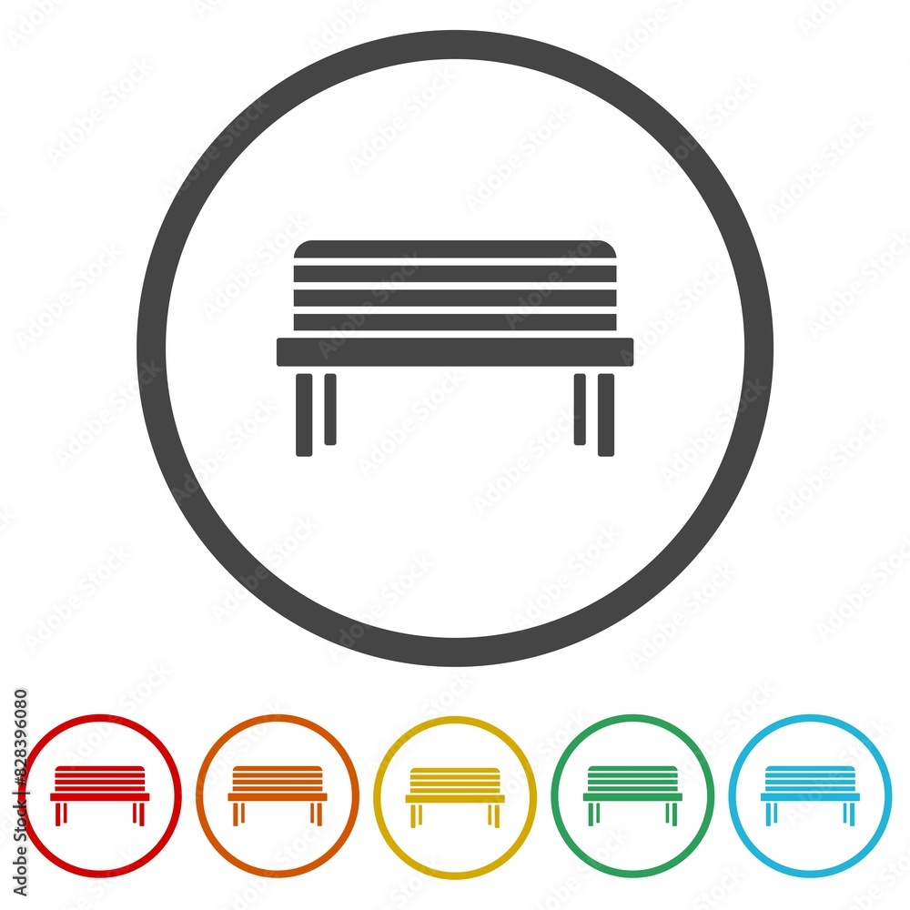 Poster bench simple icon. set icons in color circle buttons