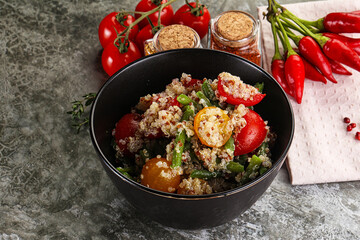 Vegan boiled quinoa with vegetables