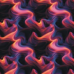 Abstract smooth liquid waves seamless pattern. Decorative fluid abstract background. Purple blue pink red colors. Digital artistic artwork raster bitmap illustration. Graphic design art. AI artwork.	