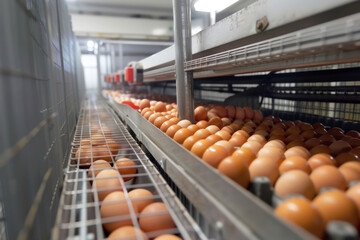 Modern Automated Egg Collection Line in Chicken Coop for Efficient Sorting and Packaging