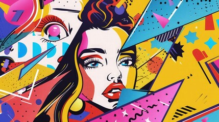 A playful graphic design background with a collage of pop art elements and bright, contrasting colors, suitable for youth-oriented advertisements or social media campaigns.