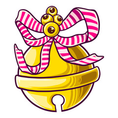 neclakce ringing bell with stripped ribbon and golden eye balls