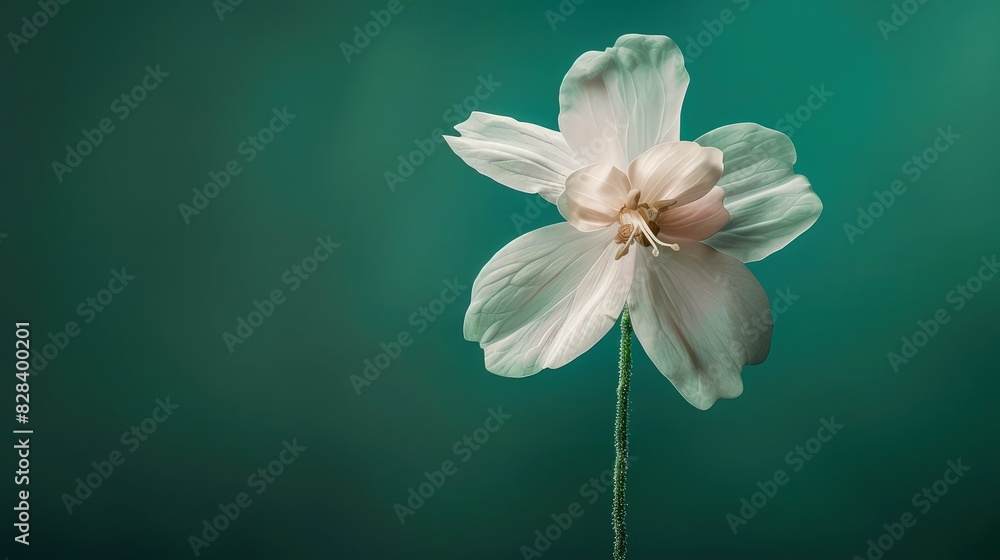 Poster a single snapdragon in full bloom, set against a deep emerald green background, emphasizing the deli