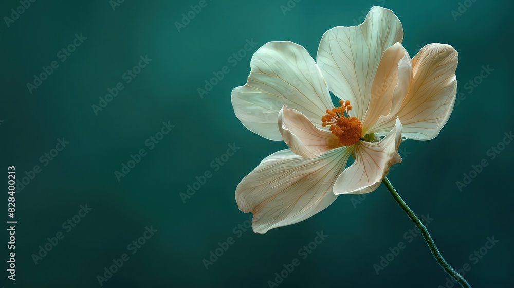 Poster a single snapdragon in full bloom, set against a deep emerald green background, emphasizing the deli
