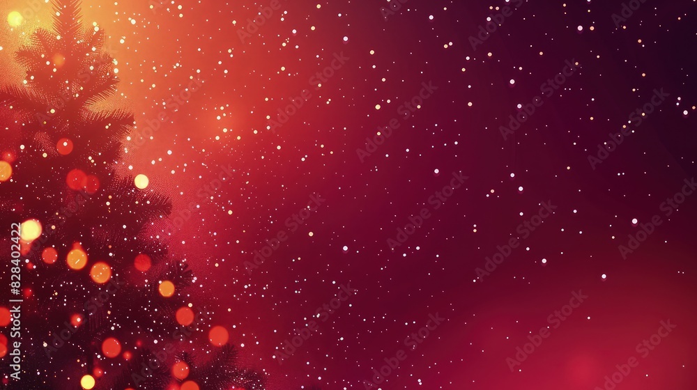 Poster a vibrant christmas scene with a gradient background transitioning from festive red to deep burgundy