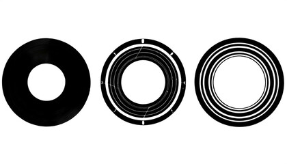 schwarze Silhouette Kontrast Kreis set collection isoliert auf wei&szlig;en Hintergrund, Freisteller 