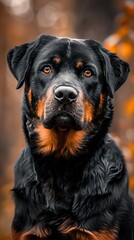 Obraz premium A dog with attentive eyes stares directly at the camera in a close-up shot