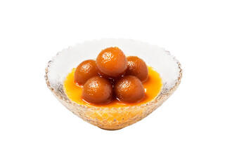 Gulab Jamun with Orange Syrup Soft gulab jamuns soaked in an orange flavored syrup served