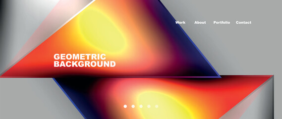 Flowing bright neon gradients geometric abstract background with triangles and lines. Fluid color pattern of color liquid gradient background for wallpaper, banner, background, card, landing page