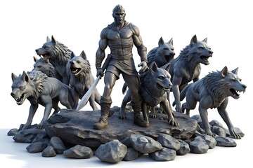 Obraz premium A resourceful survivalist setting a clever trap for a pack of hungry werewolves under the light of the full moon 