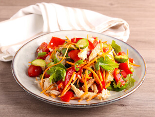 Mixed vegetable, chicken and rice salad