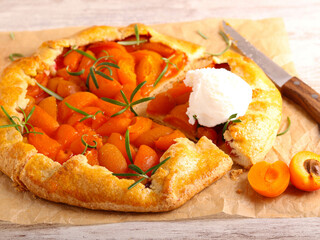 Apricot and rosemary galette cake