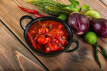 Asian cuisine - prawn in hot garlic sauce