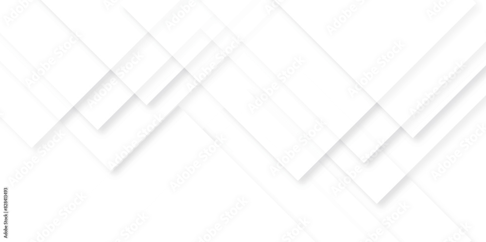 Poster modern abstract white background design with layers of textured white transparent material in triang