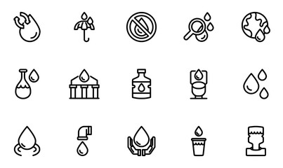 A Collection Of World Water Day Vector Symbols Apps, Websites Ui Designs Suitable For Water,Water-Checking,Fresh,Nature,Drop Pictograms And Infographics Design Elements Vector Illustration