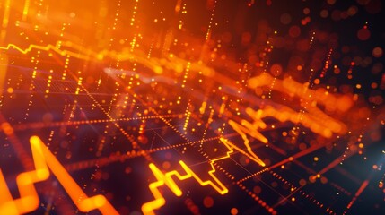 The glowing stock market graph