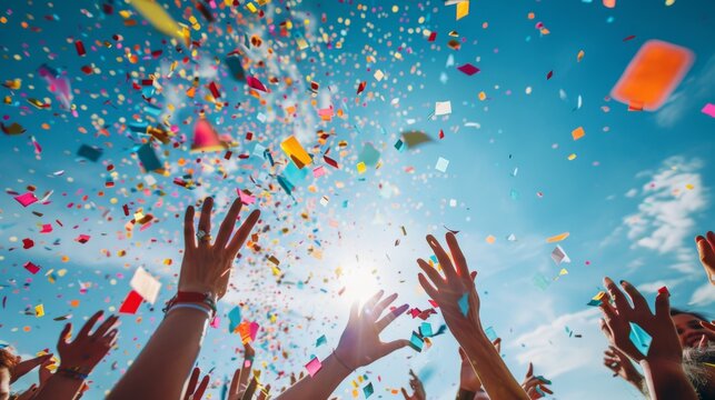 The vibrant confetti celebration