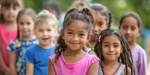 A joyful bunch of multicultural children having a blast at the schoolyard. Concept Multicultural, Children, Schoolyard, Joyful, Playful