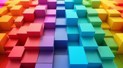 Colorful Geometric Rainbow Cube Wallpaper