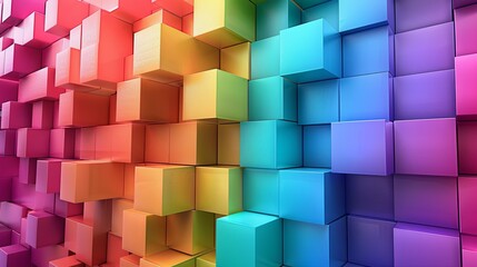 Colorful Geometric Rainbow Cube Wallpaper