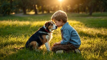 child and dog