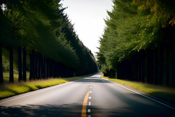 Happy new year 2023,2023 symbolizes the start of the new year. The letter start new year 2023 on the road in nature route roadway sunrise have tree environment ecology or greenery wallpaper concept.