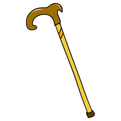 elegant walking stick illustration hand drawn isolated vector	
