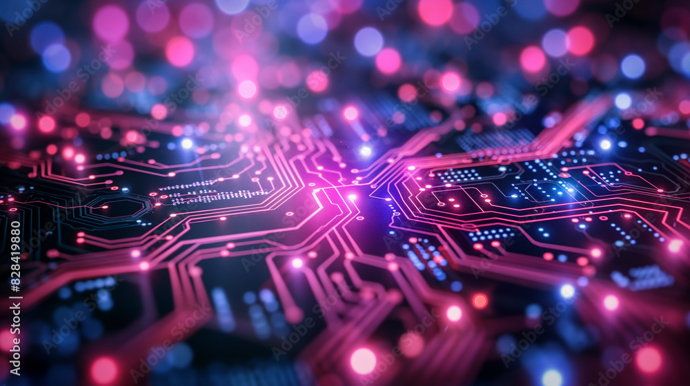 Poster semiconductor and circuit board with data flowing.
