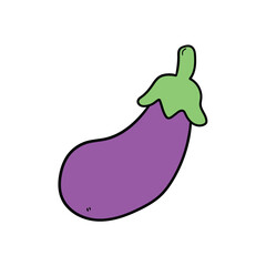 Hand drawn doodle eggplant on white background.
