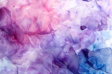 Fototapeta premium alcohol ink painting of pink, purple and blue colors, fluid shapes, dreamy and blurry in the style of fluid shapes 