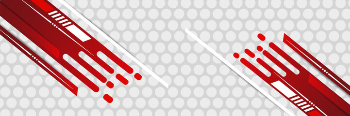 Abstract red and white banner design vector, dynamic sporty horizontal background template for media promotion or web banner