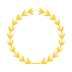 Circle Wheat Frame Yellow Decorative Floral Icon Isolated Vector Illustration