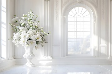 Luxury white wedding background generative AI