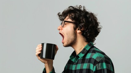 The man with a coffee mug