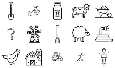 Mega Set Of Vector Agriculture And Farm Icons Web Header Banner Design Containing Farm,Agriculture,Tool,Animal,Gardening Vector Icon Set Linear Pictogram Pack