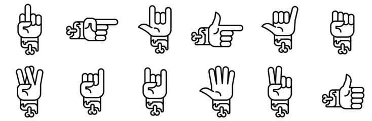 Mega Set Of Vector Zombie Hand Gesture Vector Symbols Apps, Websites Ui Designs Suitable For Zombie,Gesture,Finger,Hand,Sign Simple Black Style Symbol Sign For Apps And Website, Vector Illustration