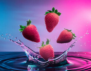 Truskawki wpadające do wody