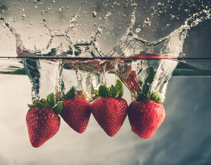 Truskawki wpadające do wody