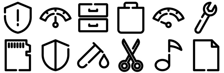 A Collection Of User Panel _ Gap Bold Icons Collection Isolated Silhouette Solid Icons Including Page,Indicator,Speedometer,Quality,Micro-Sd Vector Icon Set Linear Pictogram Pack