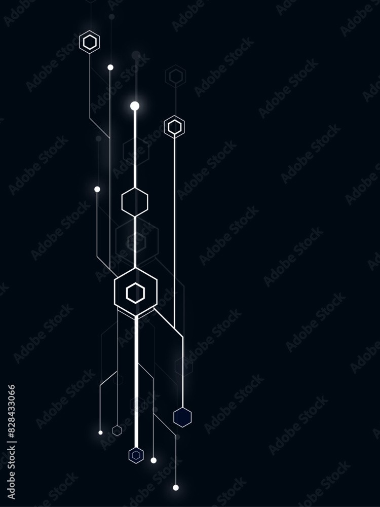 Poster Futuristic abstract lines and dots connect the background. Futuristic abstract lines and dots connect the background