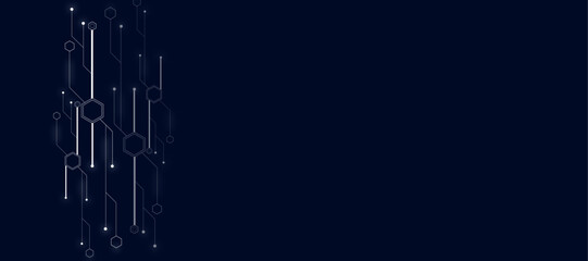 Vectors Digital technology and science background Quantum computer technologies concepts, large data processing. Futuristic blue circuit board background.