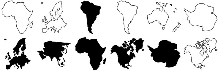 Mega Set Of Vector The World Icons Silhouette Vector Logo Design Containing Latin-America,Country,America,Geography,Continent Vector Icon Set Linear Pictogram Pack