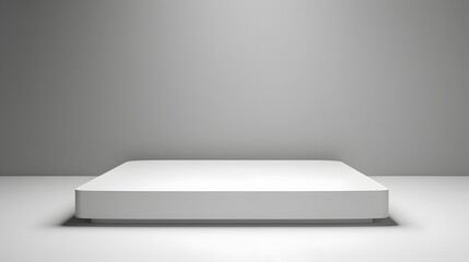 White round podium with white translucent back on gray background. Generative AI