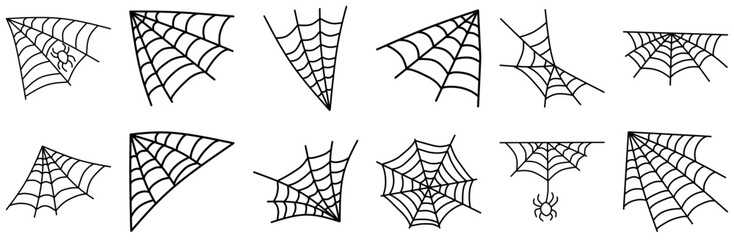 A Collection Of Spider Web Icons Collection Isolated Silhouette Solid Icons Including Web,Halloween,Net,Spider-Web Vector Illustration Linear Pictogram Pack