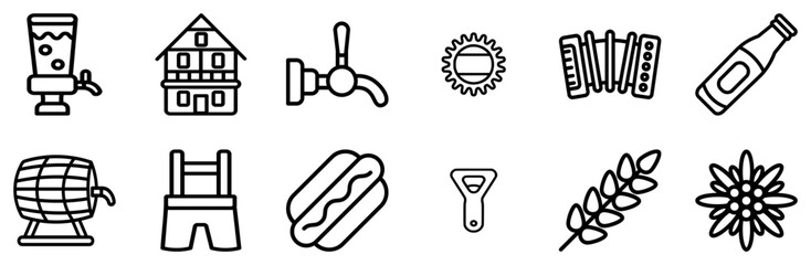 A Collection Of Oktoberfest Icons Collection Isolated Silhouette Solid Icons Including Beverage,Oktoberfest,Beer,Drink,Alcohol Business Infographic Elements Logo Vector Illustration